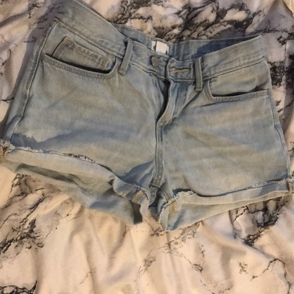 Light wash denim shorts
